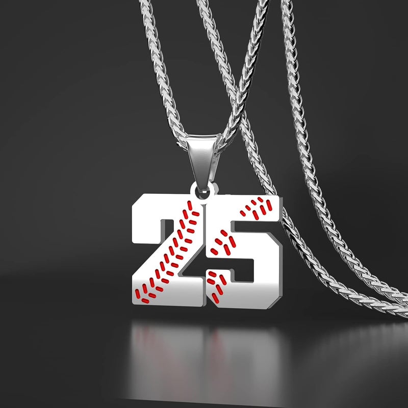 Wikavanli Personalized Baseball Jersey Number 00-99 Necklace - Stainless Steel Baseball Chain Pendant Necklace - Team Jewelry Gift for Boys, Girls, Men, Women - Image 2